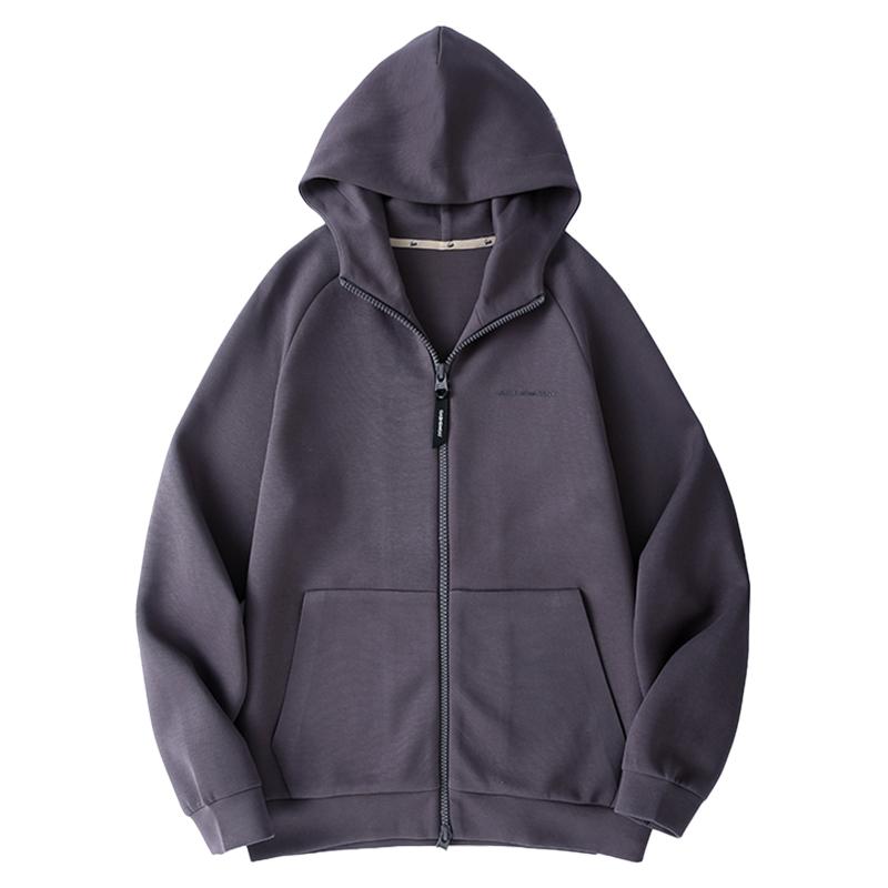 

Высококачественный модный брендовый кардиган с капюшоном, свитер, мужская весенняя тяжелая однотонная простая куртка с двойной молнией, повседневная куртка L коричневый