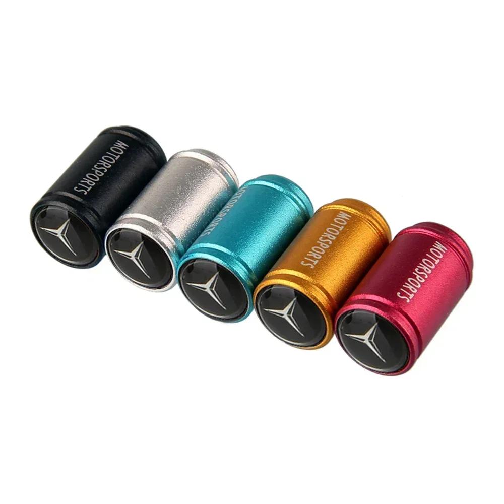 2025 Hot 4Pcs Matte Metal Car Wheel Tire Valve Caps For Mercedes Benz W210 W211 W212 W176 W164 C180 W222 CLK Air Nozzle Cover Ac