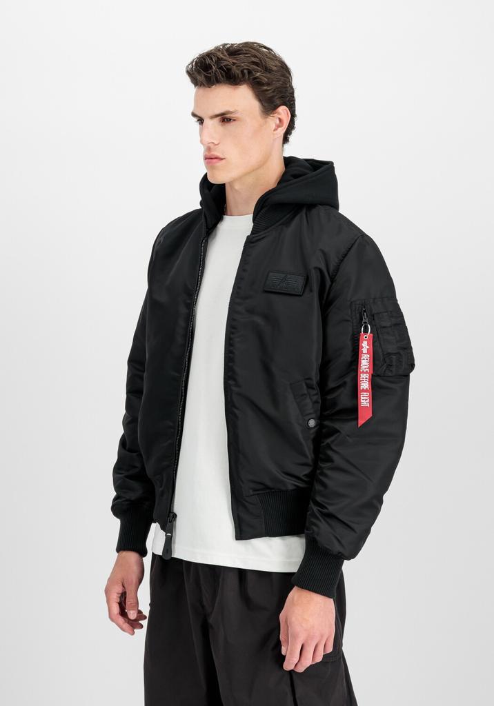 Winter Jacket Alpha Industries MA-1 ZH Back Print (128113) Zip Hood Back Print Bomber Jacket Black White