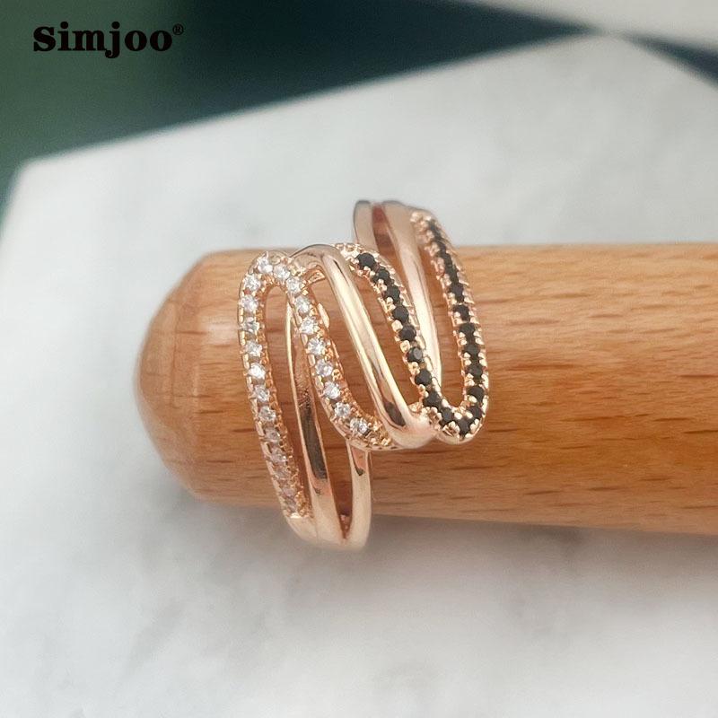 SIMJOO Zircon Ring Women's Fashionable Personality Wave Ring