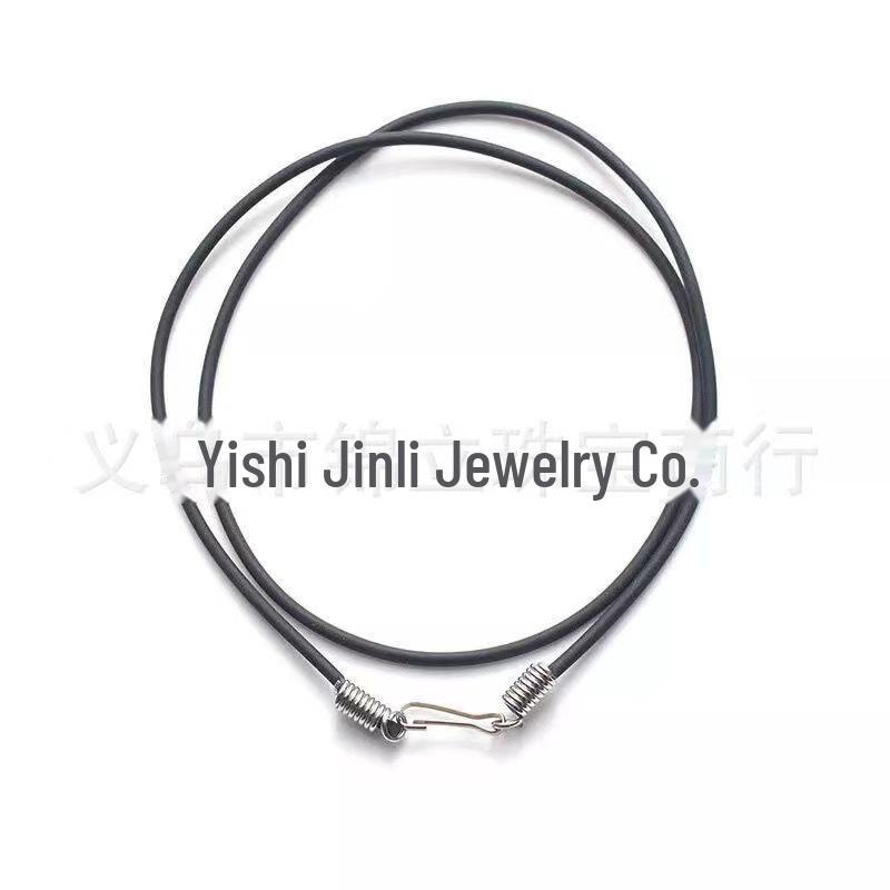 

Корейское ожерелье ручной работы из черной кожи с подвеской и застежкой-карабином