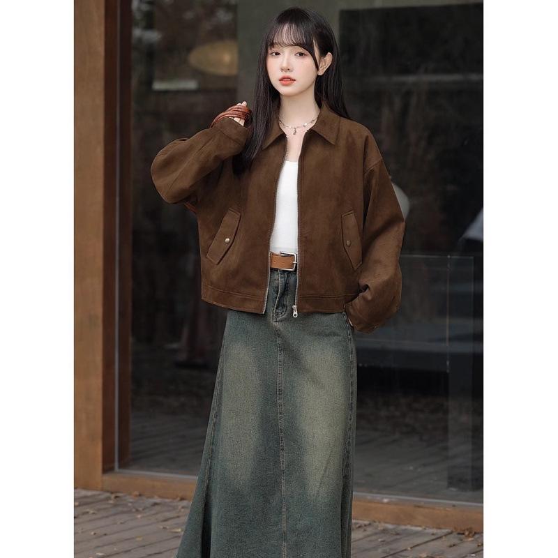American Retro Petite Maillard Coffee Spring Jacket