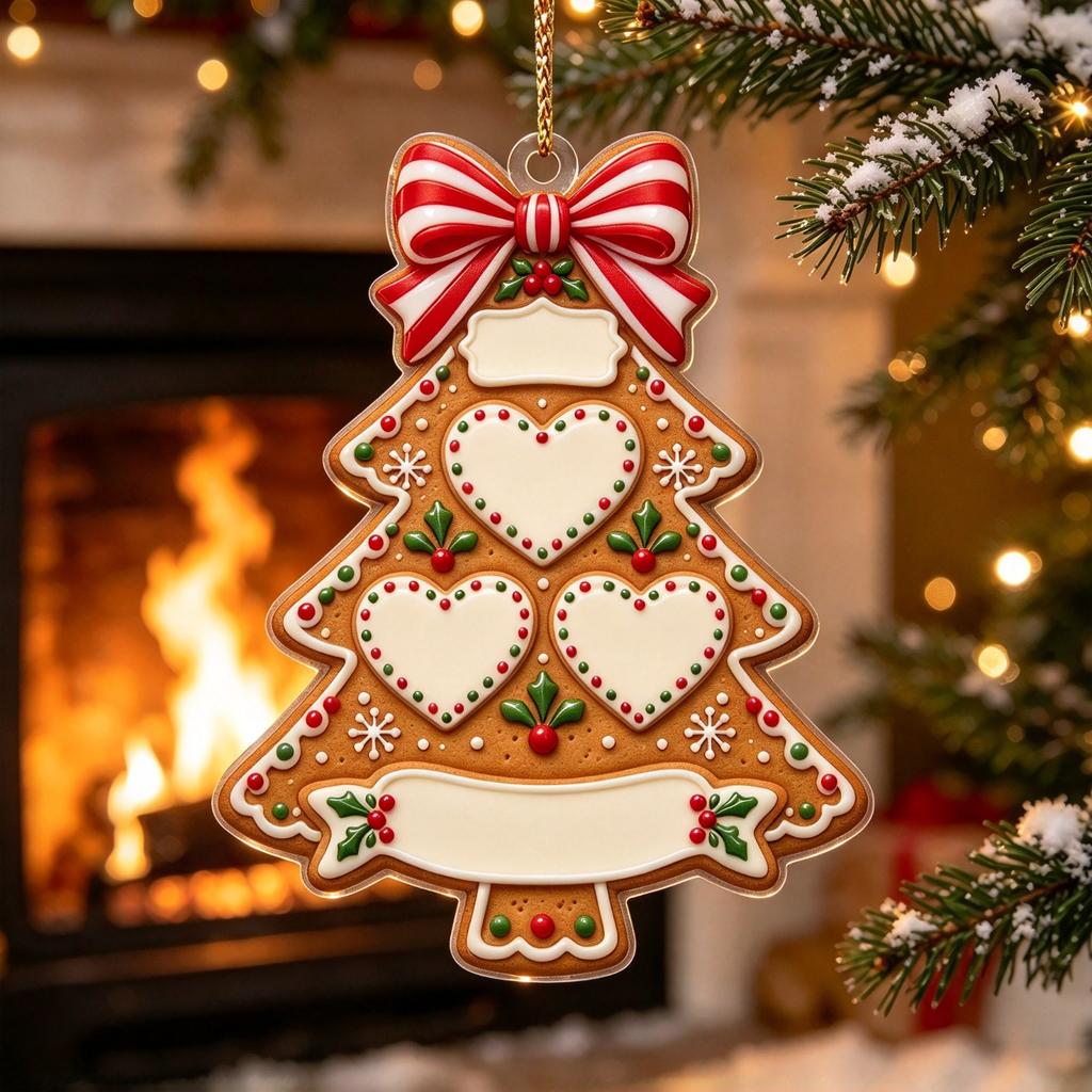 Personalized Christmas Tree Ornament with Custom Family Member, Double-Sided Acrylic Holiday Keepsake Decoration Gift