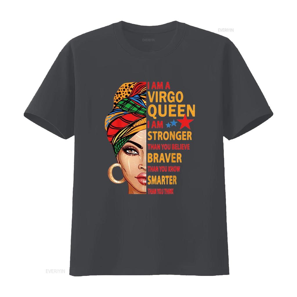 Virgo Queen I Am Stronger Birthday Gift for Zodiac T Shirt Vintage Washed Stretched Stylish Slightly Comfortable Homme Unisex