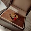 Classic Cultivation Oval Pigeon Blood Red Corundum Ring Female High Sense Temperament Light Luxury Versatile Commuter Golden Treasure Girl