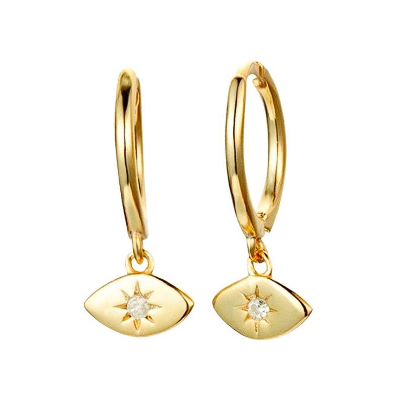 925 Silver Needle Square Pendant Hoop Earrings Vintage Gold Earrings For Women Shell Pendant Earring Fashion Jewelry Accessories