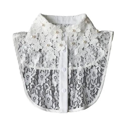 

Элегантные белые фальшивые воротники для женщин, белая рубашка ручной работы, фальшивые воротники для женщин, вышитый кружевной цветок, съемный воротник