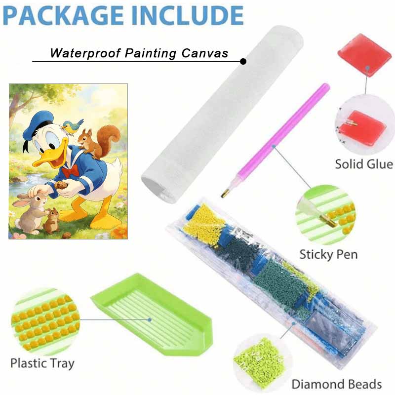 Disney Diamond Painting Art Kit Donald Duck with Forest Animals Handmade DIY5D Home Decor Gift