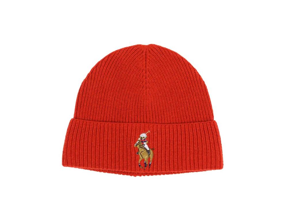 (Polo Ralph Lauren) Men's and Women's Polo Bear Embroidered AcrylicNylonWool Knit Cap 01080111-RED [Used]