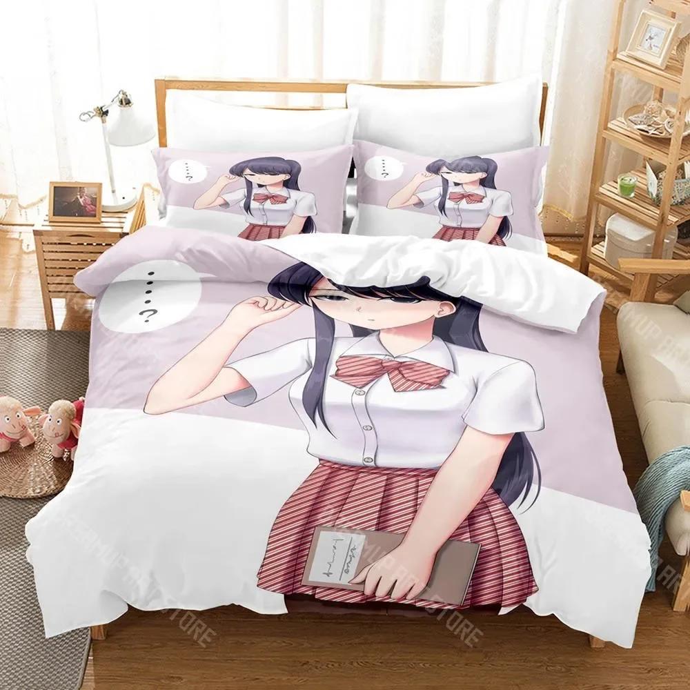 3D Print Komi Cant Communicate Bedding Set Single Twin Full Queen King Size Bed Set Aldult Kid Bedroom Anime Bed Sheet Set