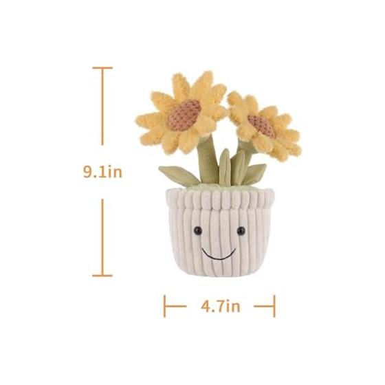 Apricot Lamb Potted Sunflower Plush, Soft and Cute, Fluffy Potted Sunflower, 23cm
