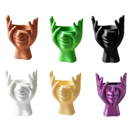 Contemporary Desk Accessory for Friends 3D Printed Face Vase, Face-Holding Pen Holder Art Decor, Creative Makeup Brush Modern Minimalist Home