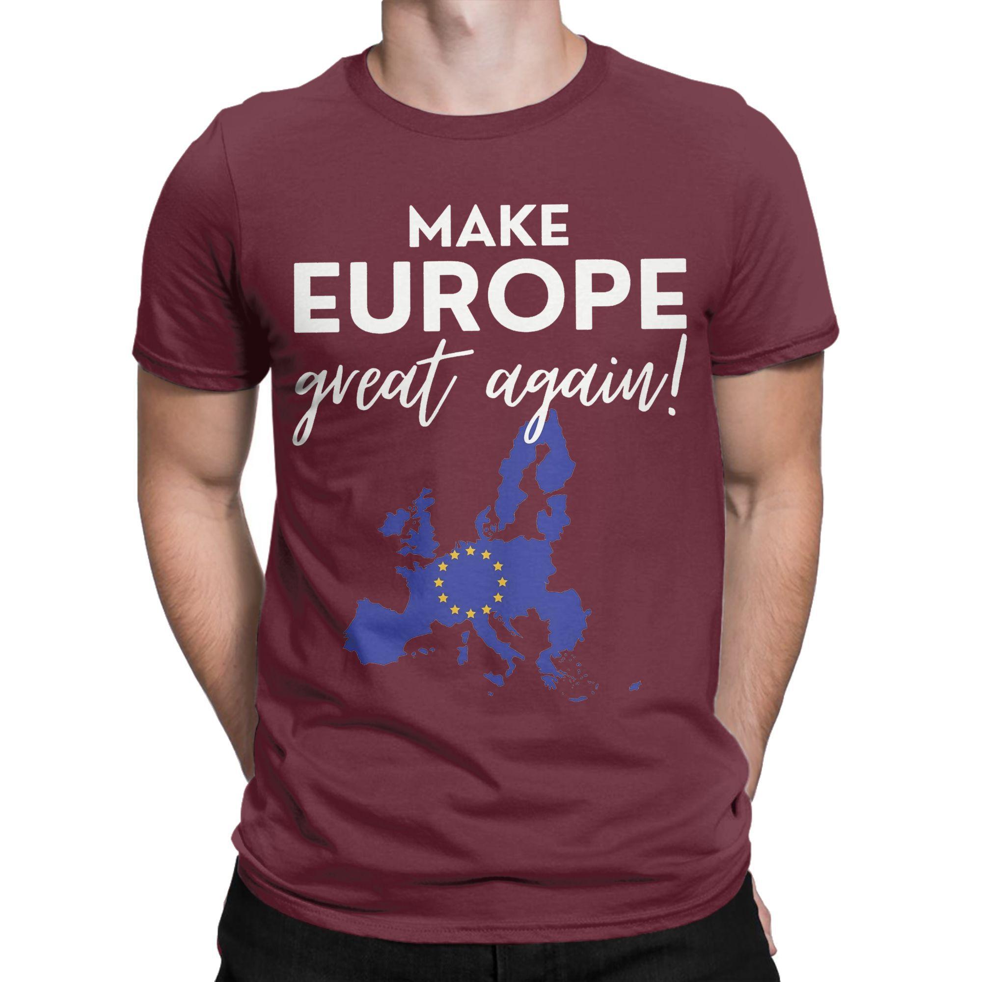 Новое поступление Make Europe Great Again футболка унисекс 100% хлопок футболка с коротким рукавом одежда S бордовый