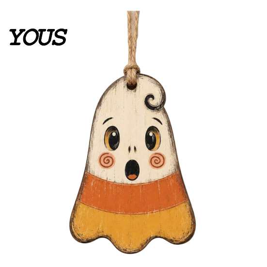 Moisture Proof Decorative Accents Halloween Wooden Hanging Decor, Vintage Ghost Pumpkin Pendant Decorations, Cartoon Durable Indoor Accessories Style