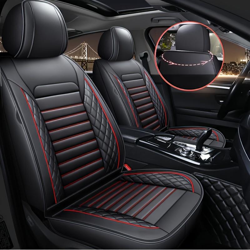 Pokrowce na fotele samochodowe 5-osobowe – Kompletny zestaw – Pasują do 95% wszystkich samochodów 5-osobowych (Samochody, SUV-y, Furgonetki) – Najwyższej jakości skóra PU, oddychająca – Ochrona siedzeń na każdą porę roku