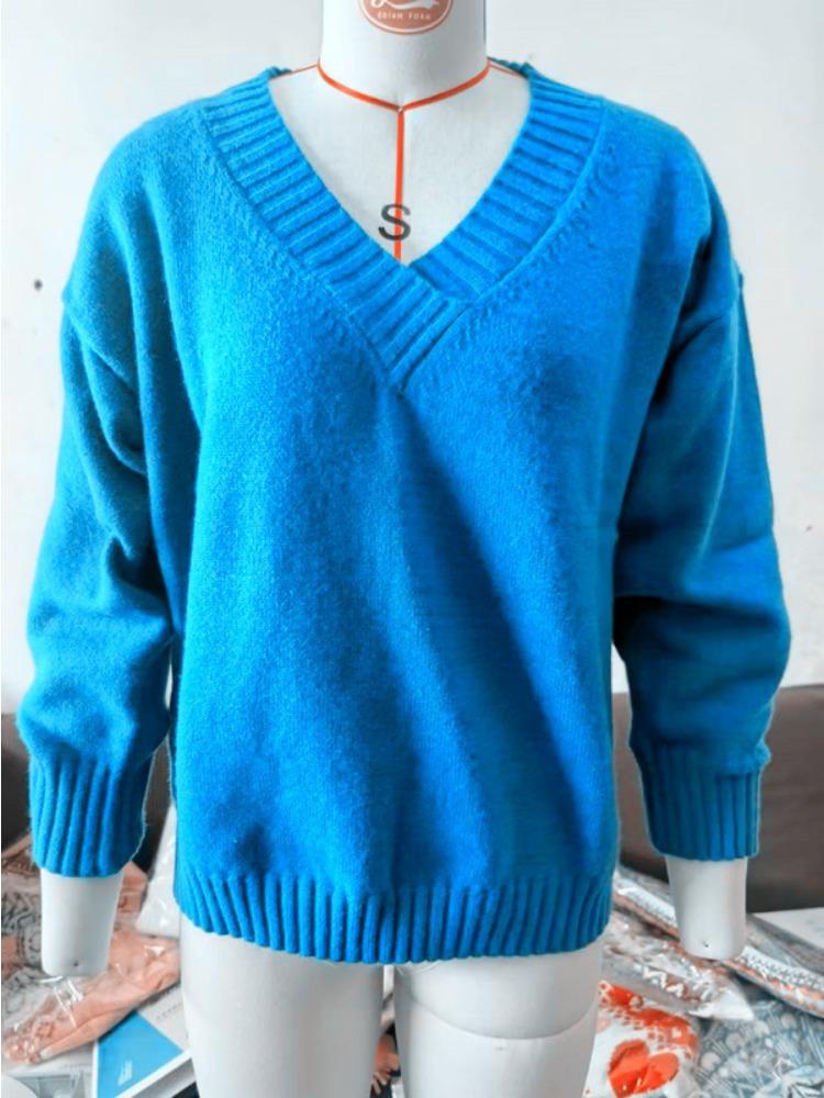 

Pullover Sweater for Women Loose V Neck Casual Versatile Knitwear Luxurious Relaxed-fit Slimming and Versatile Top S