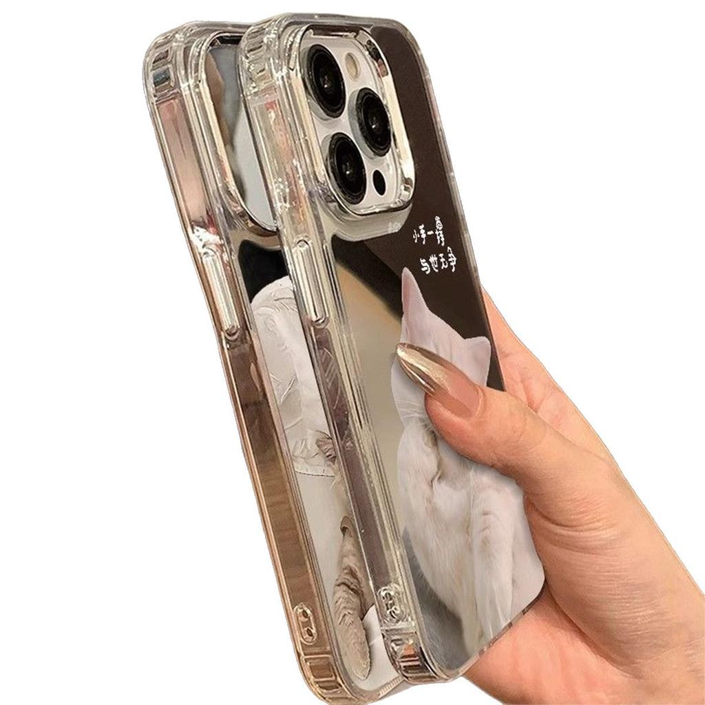 For Vivo for IQOO13 Mirror Phone Case Holder Kitten Animal Cute Fashion Hollow Mirror Phone Case