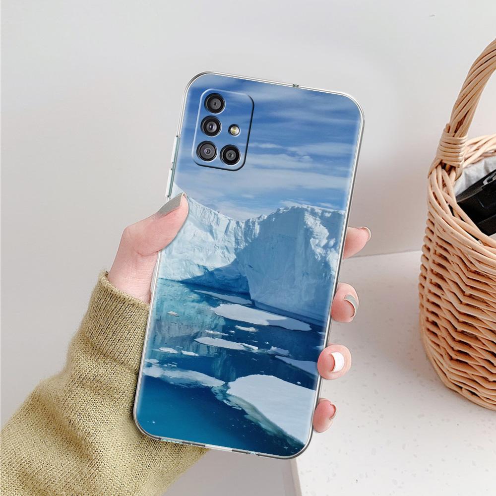 Phone Case For Samsung A15 A13 A35 A55 A51 A71 A41 A31 A21S A05 A17 A23 A25 A33 A53 A73 5G A07 4G Cover Antarctica Snow Scenery