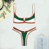 Outdoor-Frauen-Patchwork-Push-Up-Bandeau-Strand-Bikini-Set, zweiteilige Badeanzüge