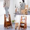 Solid Wood Folding Ladder Chair: Dual-Use, Multifunctional 4-Step Indoor Stool