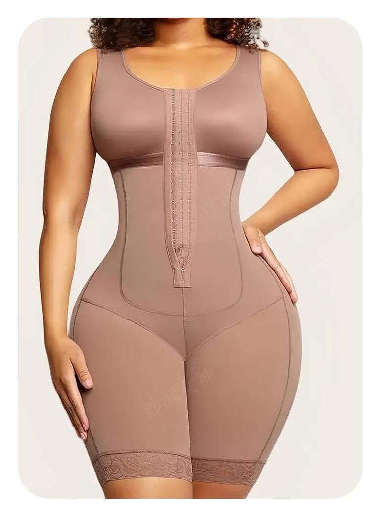 Plus Size Hook-and-Eye Open Crotch Body Shaper: Tummy Control & Hip Lift Slimming Bodysuit