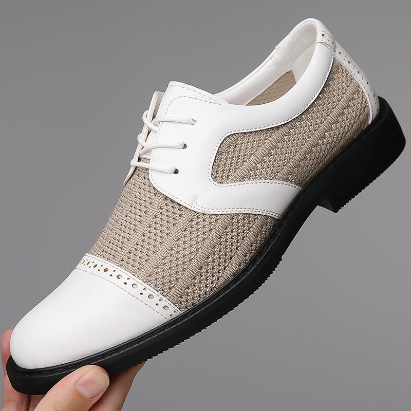 

Spring and summer new men s mesh fly-woven breathable casual leather shoes men s lace-up pointed leather sandals 44