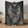 1pc Luxury Grey Cat Print Blanket Soft Flannel Throw for Home Decor, Couch Cover, Travel .W001