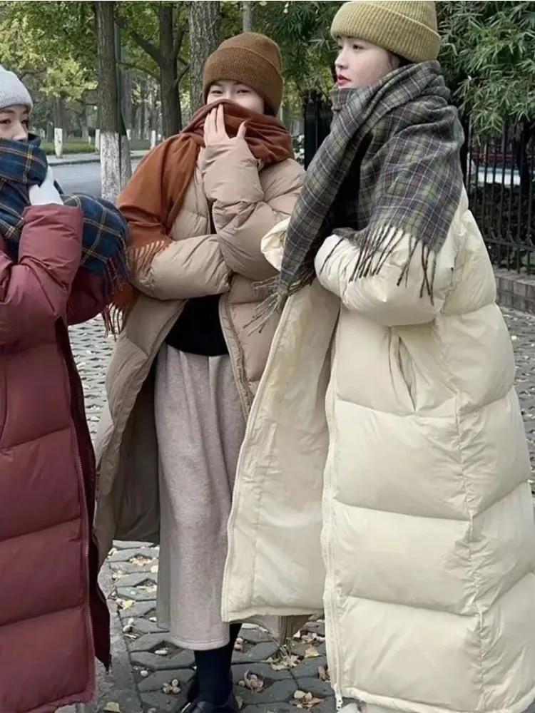 Übergroßen Langen Mantel Frauen Winter Unten Baumwolle Jacke Weiblichen Koreanischen Mode Gepolsterten Mantel Damen Casual Dicke Warme Zipper Mäntel