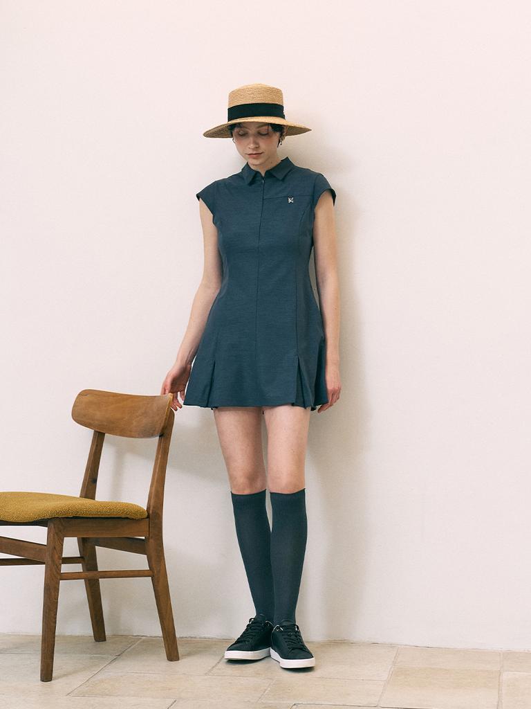 Beomyudageulaeseu Cap Sleeve Dress_Navy