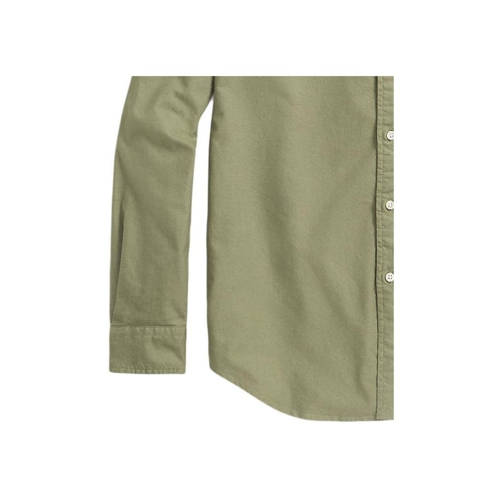 Polo Ralph Lauren Ss23 Solid Color Logo Embroidered Single-Breasted Long Sleeve Shirt Men shirts Green 710847235-034