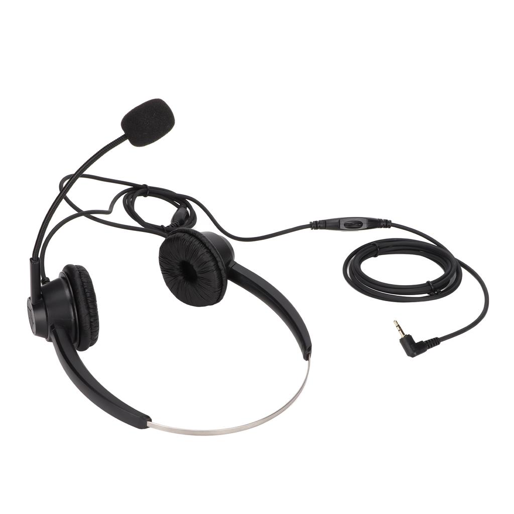 Telephone Headset 2.5mm Plug Noise Reduction Binaural Wired Call Center Headphone with Mic for Home