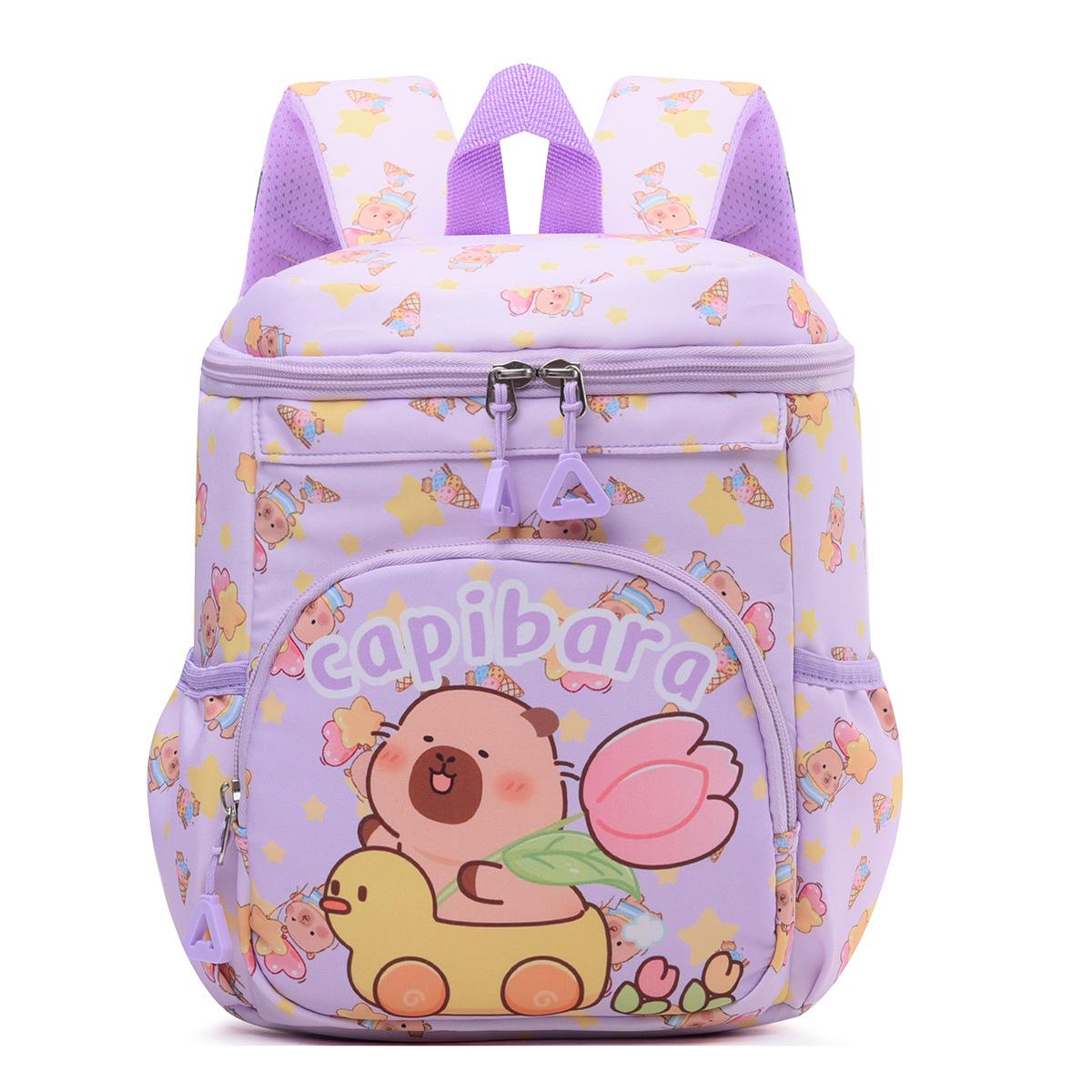 

School bag new children s bag small class boys and girls cute cartoon backpack kapibara small фіолетовий