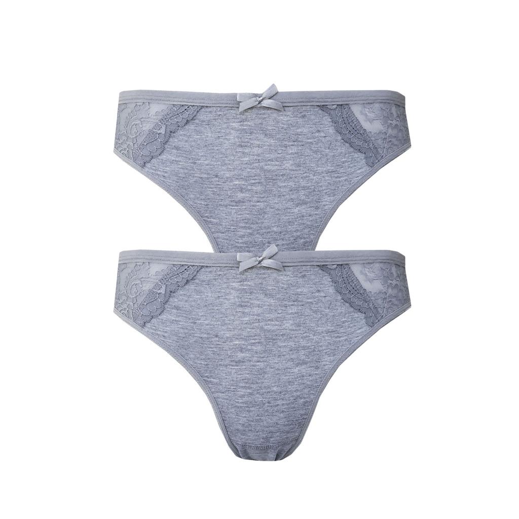 2li Kadın Önü Dantelli Bikini Parlak Lastik Ekonomik Yumuşak