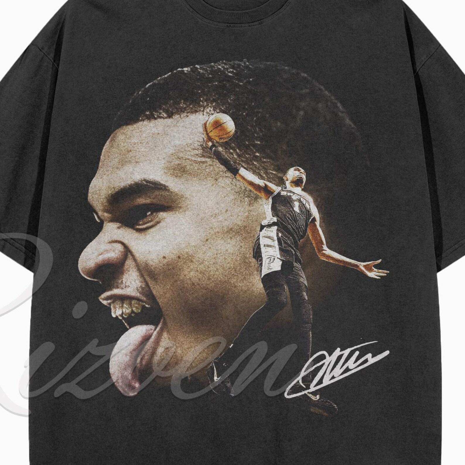 Wembanyama vintage big head design shirt comfort colors 90s, limited shirt designs S