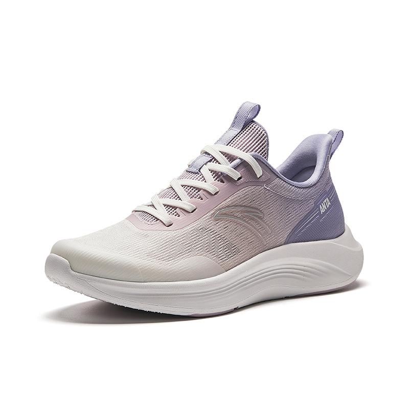 Anta Versatile Mesh Shock-Absorbing Wear-Resistant Breathable Lightweight Low-Top Running Shoes Women sneaker White Pink Purple 922425521-3