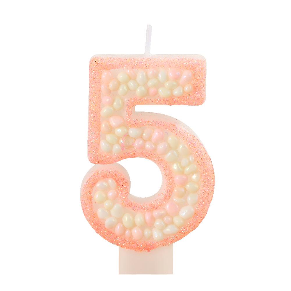 Handmade Pebble Powder Number Candles for Birthday and Party Decorations