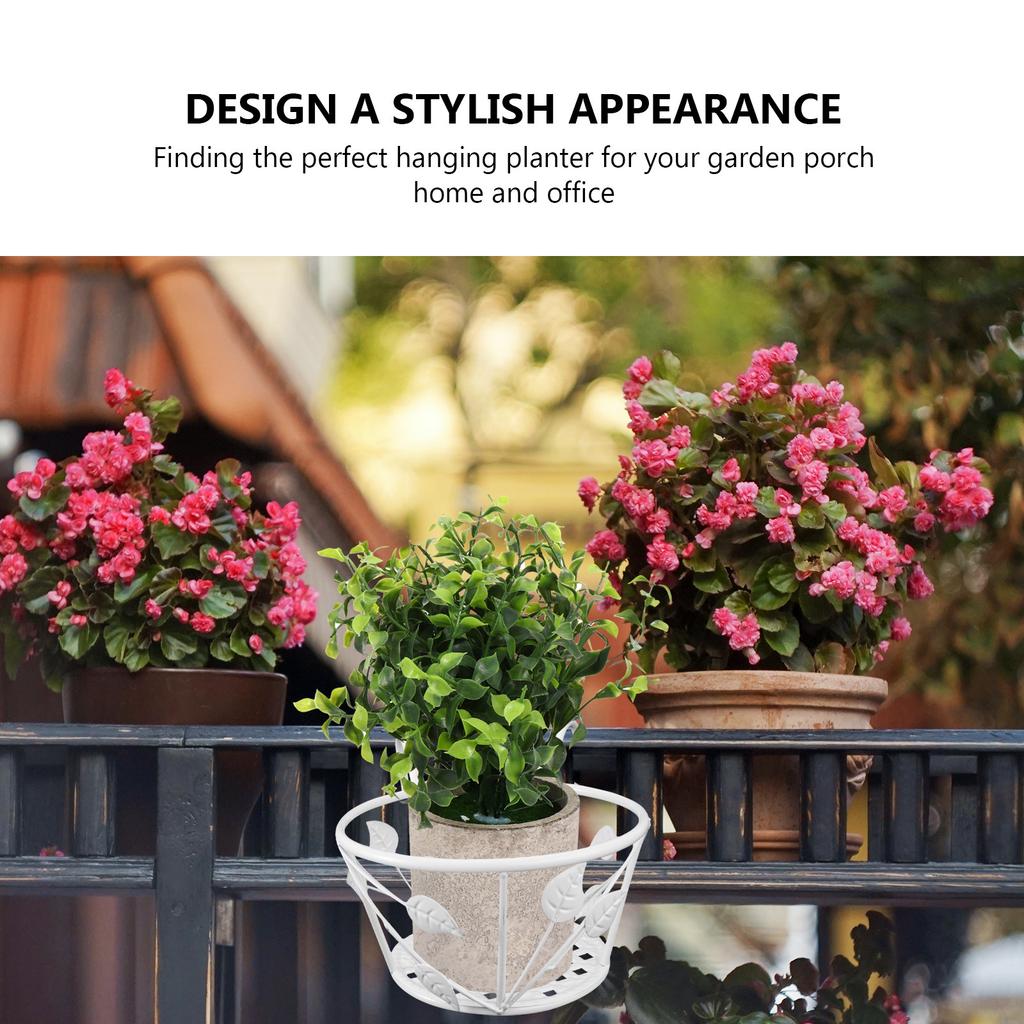1Pcs Iron Art Hanging Basket Flowerpot Stand Wall Mounted Or Railing Mount Plant Display Rack for Living Room Porch Office