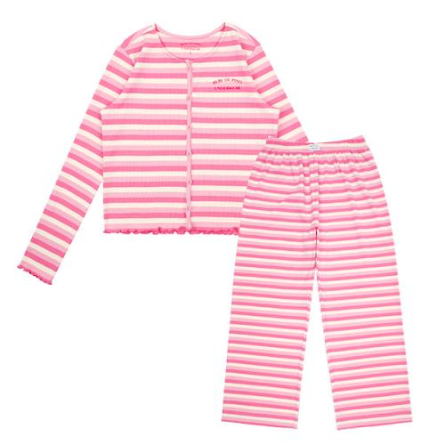 

[Bebedepino Underwear] Pink Multi Stripe Jersey Pajama Set BU53UJ506 [Shipped from Korea] 100% Authentic Pink - S