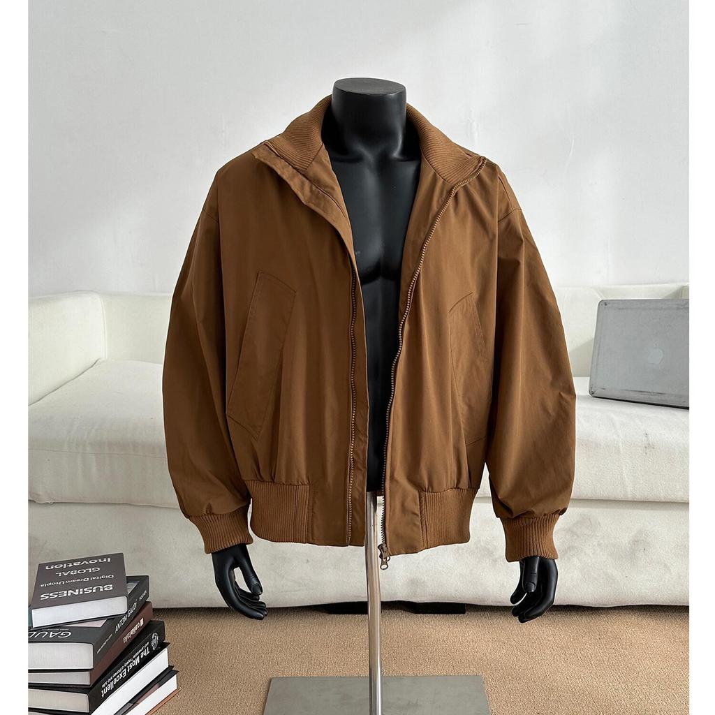 American Retro Men's Oversized Pilot Jacket - Trendy Spring/Autumn Stand Collar Baseball Style