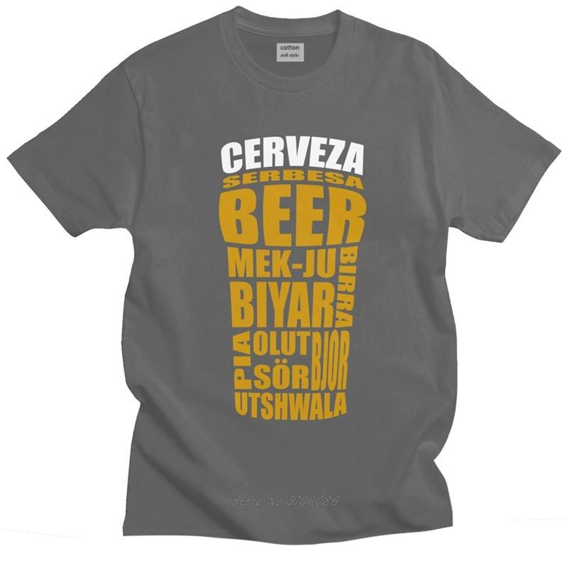 Beer Translations T Shirt for Unisex Cotton Leisure Tshirt Short Sleeves Alcohol Drinking Tee Tops Fashion Slim Fit Clothing