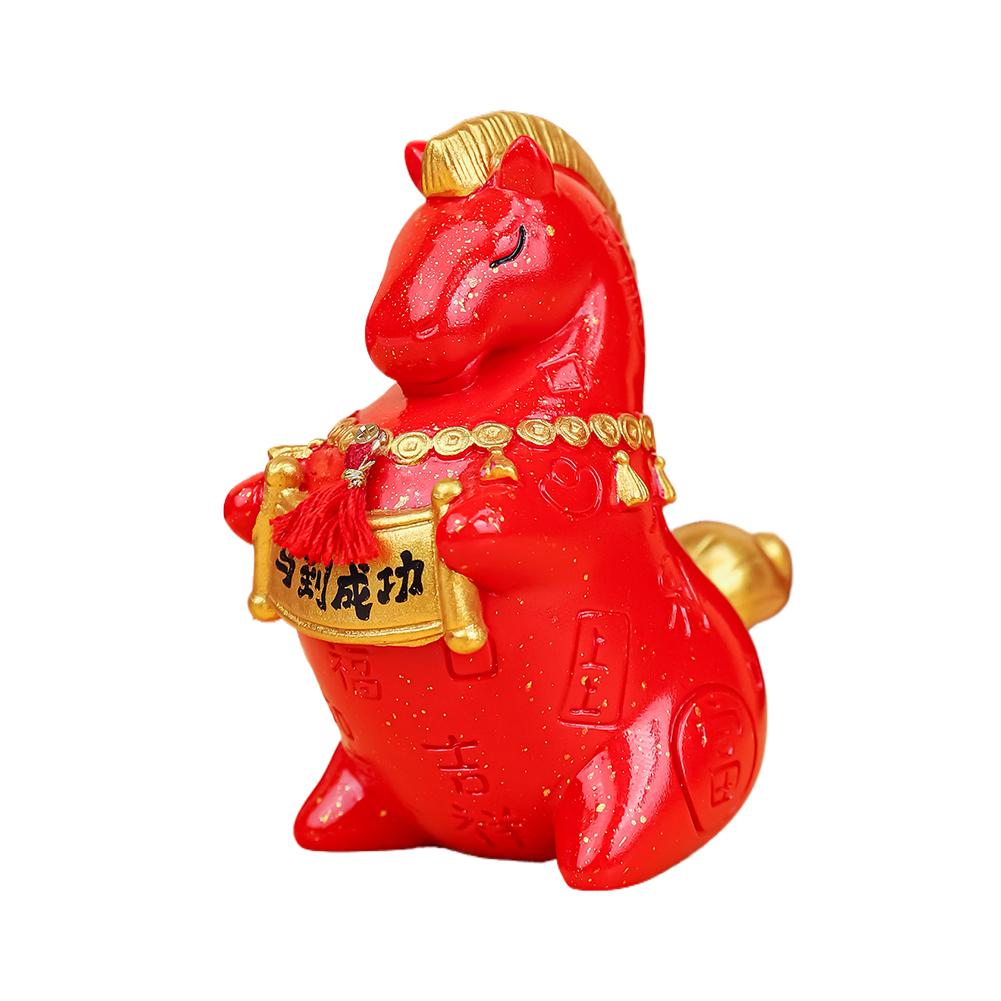 2026 Chinese New Year Horse Mascot Ornaments Resin Pony Figurine Miniature Exquisite Zodiac Decor For Home Office Desktop