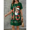 New Santa Claus Pattern Printed Women's Dress For Summer Christmas Casual Round Neck Short Sleeved Loose Pullover Dresses