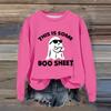 Women's Fashion Casual Long Sleeve Halloween Printed  Neck Sweatshirt