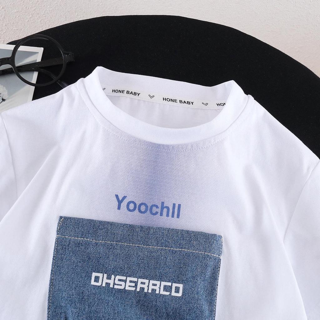 Boys' 2026 Trendy Summer Letter Patch Two-Piece Outfit