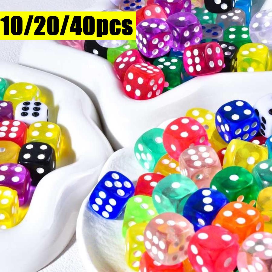 10/20/40pcsTransparent Dice 14mm Acrylic Interactive Game Tool Board Activity Entertainment Supplies for Party XJM