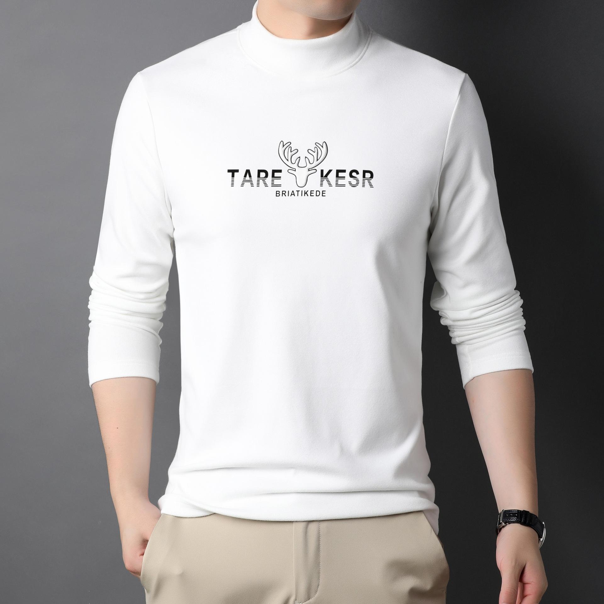 Осень и Зима Немецкий Вельвет Водолазка Футболка Мужская Мода Простой Однотонный Мужской — фото 6