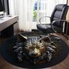 1pc Wolf Emblem Office Round Area Rug, Under Office Chairs Bedroom Living Room Home Decor, Room Deco