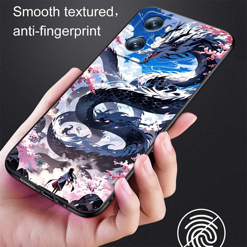 Anime-Drachen-Design für OPPO Reno 5 6 7 A96 A40 A58 Realme GT A74 A78 Neo2 A74 A78 Find X5 X3 X7 X8 Schwarze Handyhülle