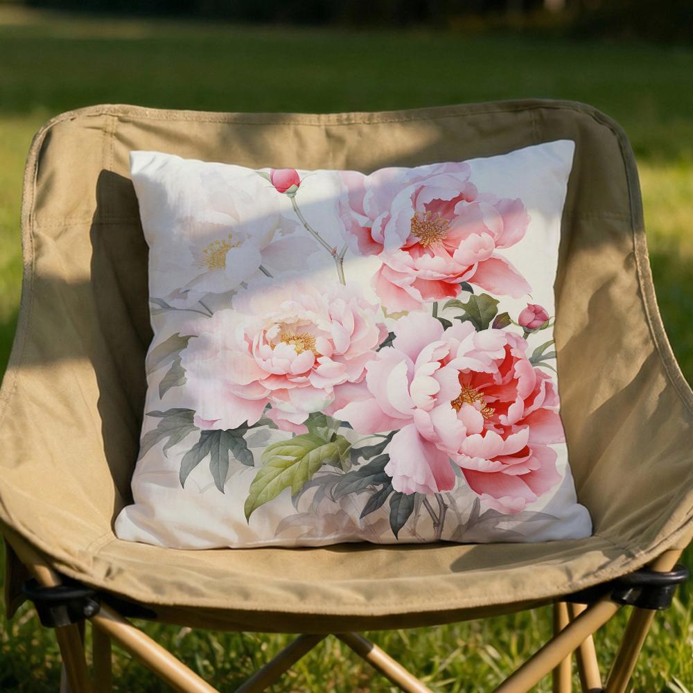Pink Peony Flowers Cushion Cover Soft Reversible  Durable Pillow Cover  MultiScene Use for Home  Car Daily Comfort