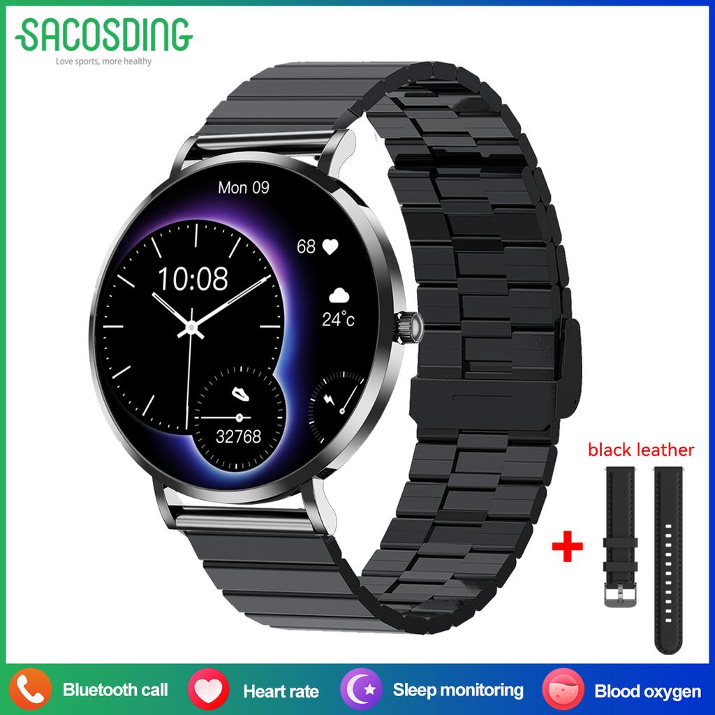 SACOSDING Mini Ultra Thin Fashion Ladies Smart Watch AMOLED Screen Health Monitor Wristwatch Fitness Tracker Women Ladies Smartwatch